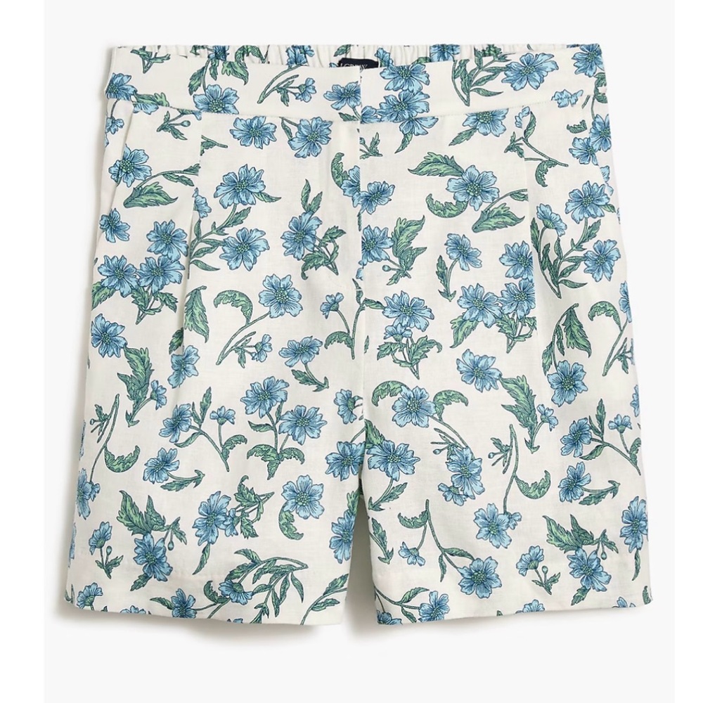 JCrew elastic-back linen-blend pleated short, size 6